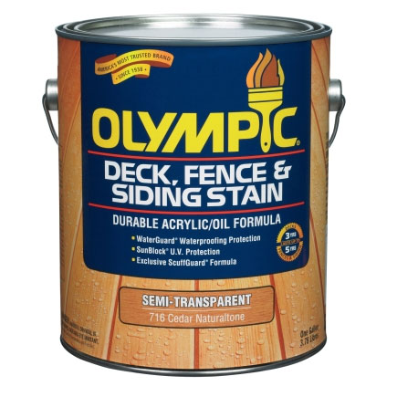 Olympic Exterior Wood Stain Fence Finish - 1 Gallon, Semi-Transparent Colors - Click Image to Close