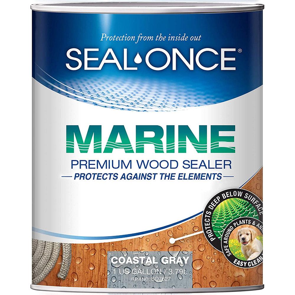Seal-Once MARINE Waterproofing Wood Sealer, Coastal Gray, 7627, 1 Gallon